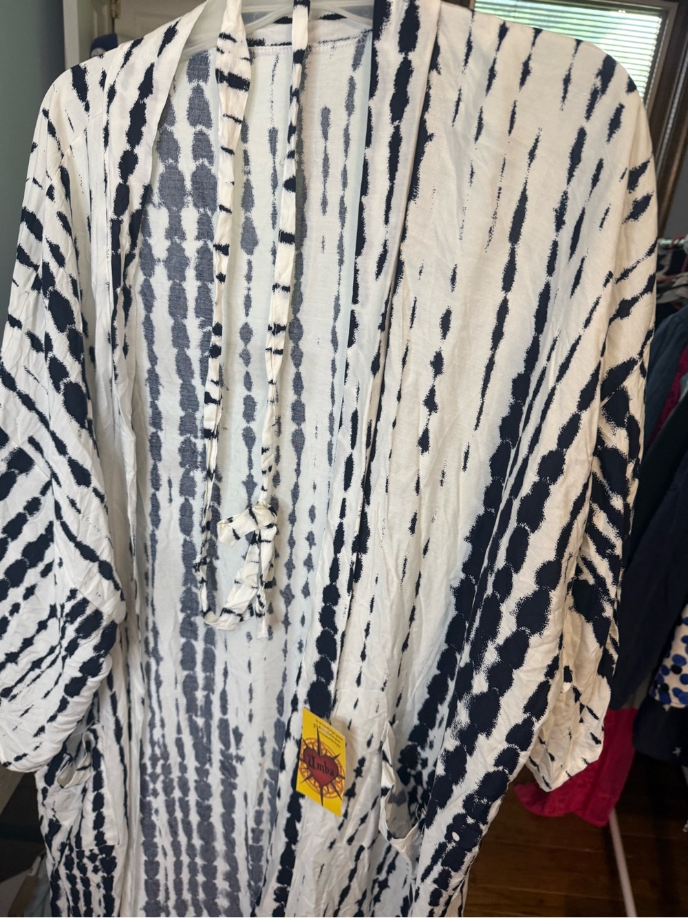 NET Camino White and Navy Tie-Dye Open Shirt - Lightweight Casual Layer